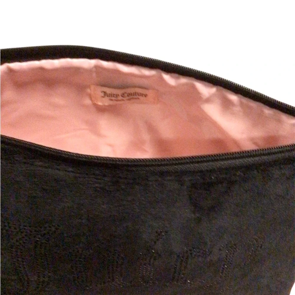 JUICY COUTURE BLACK VELVET LARGE COSMETICS BAG CLUTCH TRAVEL POUCH NEW